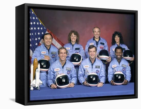 Crew Portrait of the Challenger Astronauts, Jan 28, 1986-null-Framed Stretched Canvas