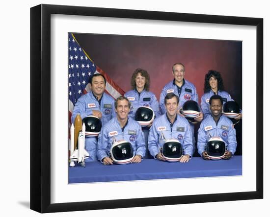 Crew Portrait of the Challenger Astronauts, Jan 28, 1986-null-Framed Photo