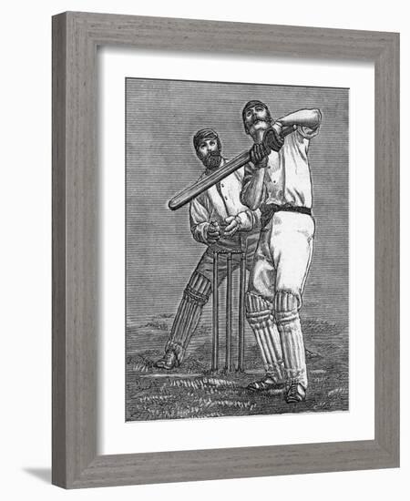 Cricket a Batsman Dealing with a Full Pitch-null-Framed Photographic Print