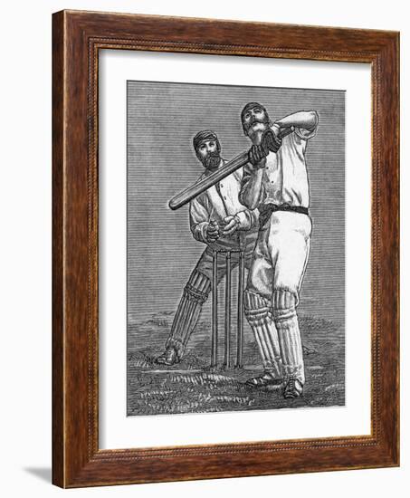 Cricket a Batsman Dealing with a Full Pitch-null-Framed Photographic Print