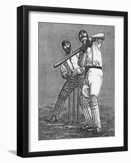 Cricket a Batsman Dealing with a Full Pitch-null-Framed Photographic Print