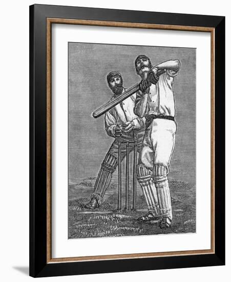 Cricket a Batsman Dealing with a Full Pitch-null-Framed Photographic Print