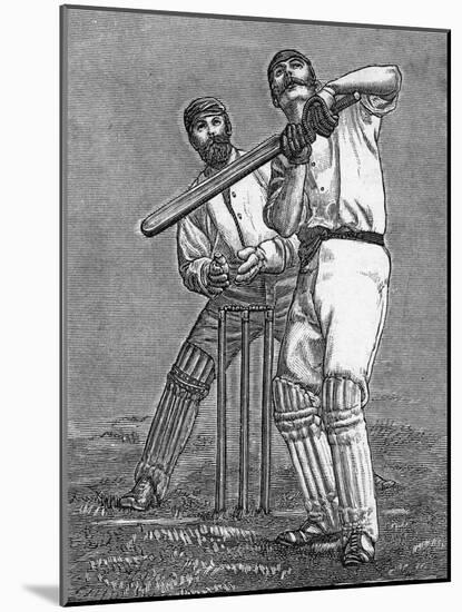 Cricket a Batsman Dealing with a Full Pitch-null-Mounted Photographic Print