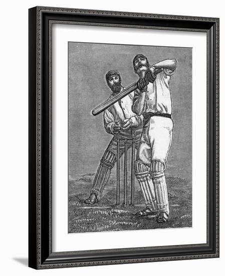Cricket a Batsman Dealing with a Full Pitch-null-Framed Photographic Print