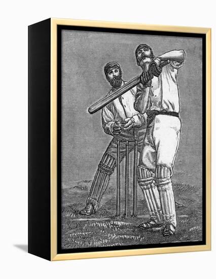 Cricket a Batsman Dealing with a Full Pitch-null-Framed Premier Image Canvas