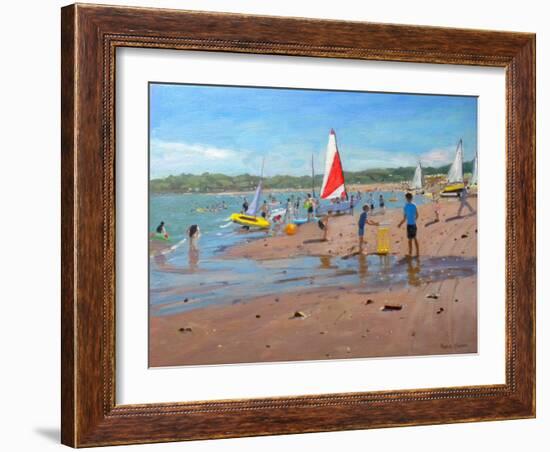 Cricket and Red and White Sail, Abersoch, 2011-Andrew Macara-Framed Giclee Print