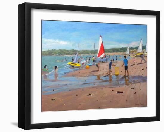 Cricket and Red and White Sail, Abersoch, 2011-Andrew Macara-Framed Giclee Print