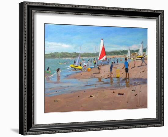 Cricket and Red and White Sail, Abersoch, 2011-Andrew Macara-Framed Giclee Print