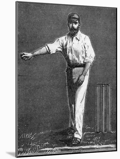 Cricket Bowling a Low Delivery-null-Mounted Art Print