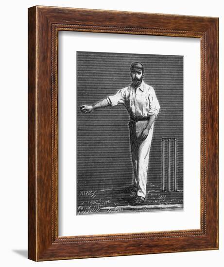 Cricket Bowling a Low Delivery-null-Framed Premium Giclee Print