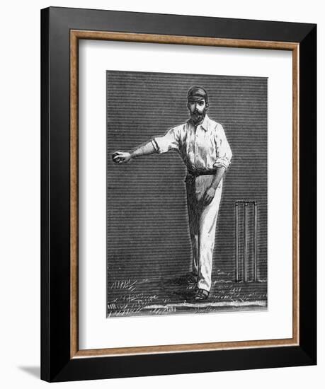 Cricket Bowling a Low Delivery-null-Framed Premium Giclee Print