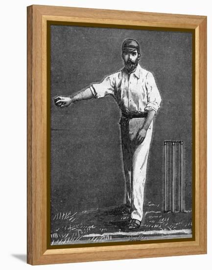 Cricket Bowling a Low Delivery-null-Framed Stretched Canvas