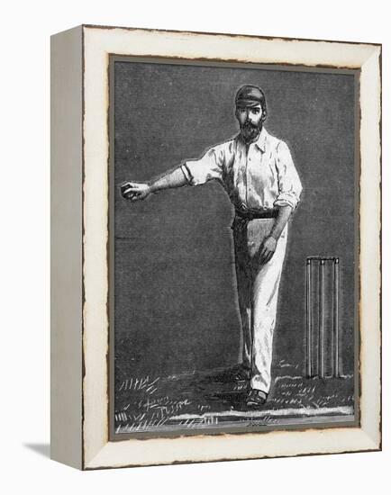 Cricket Bowling a Low Delivery-null-Framed Stretched Canvas