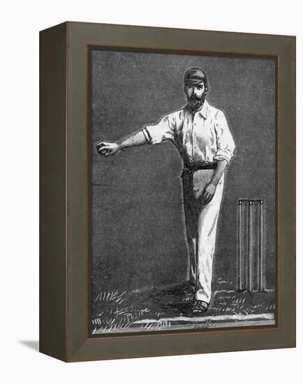 Cricket Bowling a Low Delivery-null-Framed Stretched Canvas