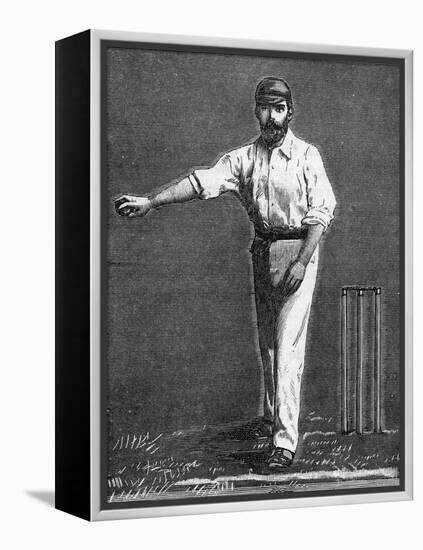 Cricket Bowling a Low Delivery-null-Framed Stretched Canvas