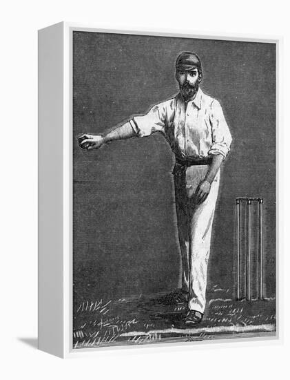 Cricket Bowling a Low Delivery-null-Framed Stretched Canvas