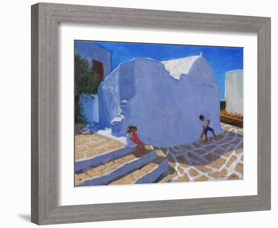 Cricket by the Church Wall, Mykonos-Andrew Macara-Framed Giclee Print