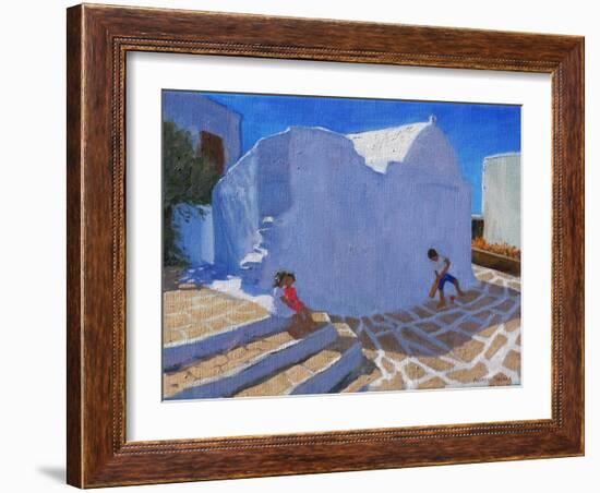 Cricket by the Church Wall, Mykonos-Andrew Macara-Framed Giclee Print