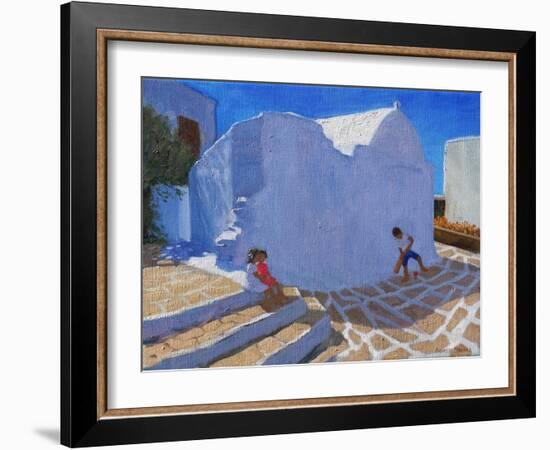 Cricket by the Church Wall, Mykonos-Andrew Macara-Framed Giclee Print