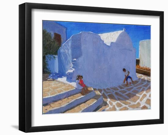 Cricket by the Church Wall, Mykonos-Andrew Macara-Framed Giclee Print