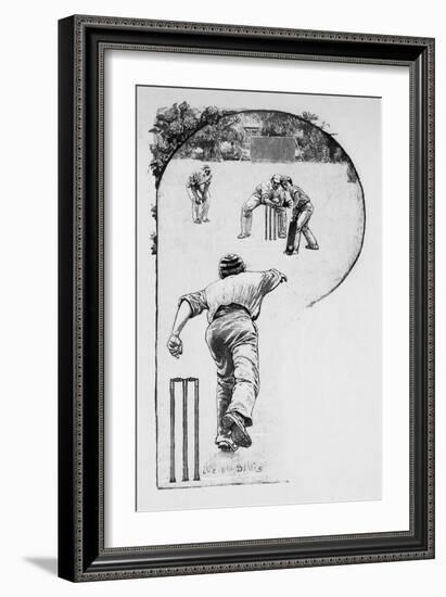 Cricket Crafty Bowling-null-Framed Premium Giclee Print