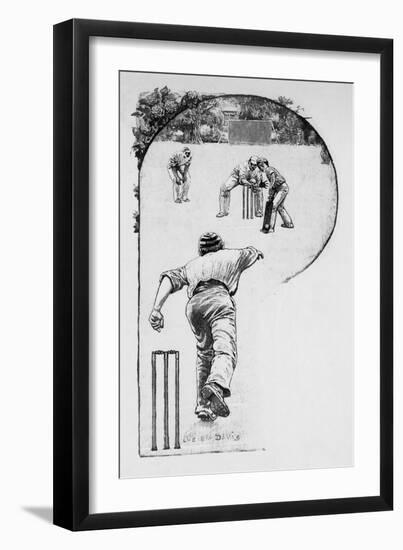Cricket Crafty Bowling-null-Framed Art Print