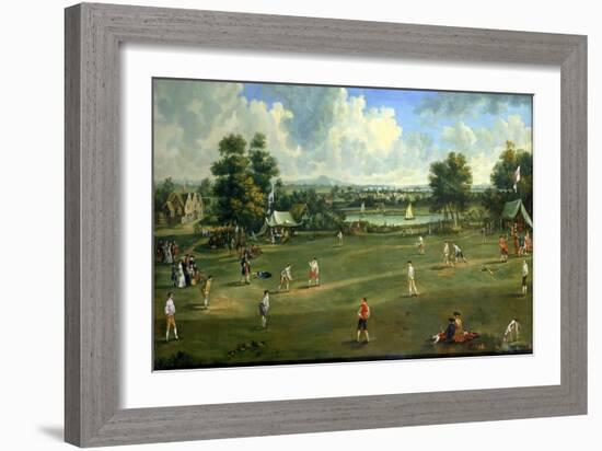 Cricket Match at Brading, Isle of Wight, 1760-English School-Framed Giclee Print