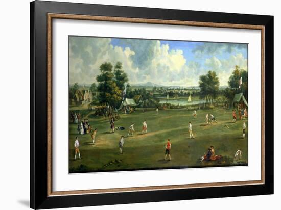 Cricket Match at Brading, Isle of Wight, 1760-English School-Framed Giclee Print