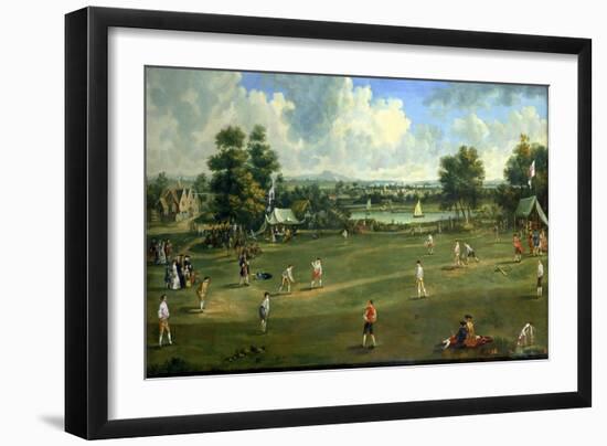 Cricket Match at Brading, Isle of Wight, 1760-English School-Framed Giclee Print