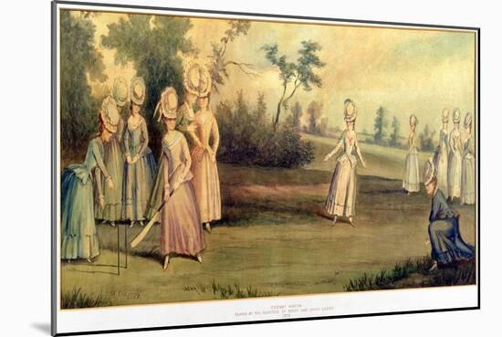 Cricket Match Played by the Countess of Derby and Other Ladies, 1779-English School-Mounted Giclee Print