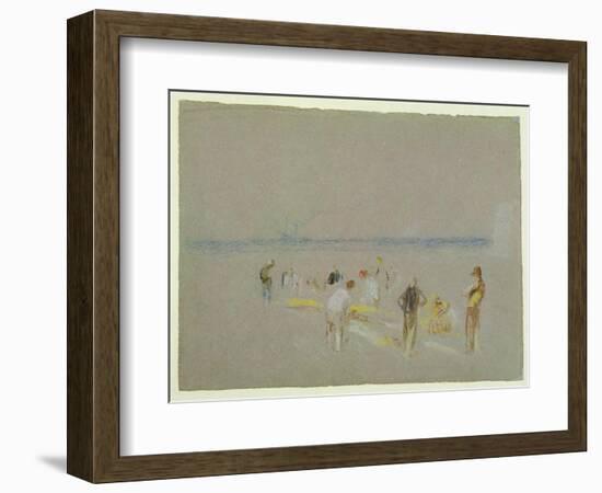 Cricket on the Goodwin Sands (Chalk, W/C and Bodycolour on Paper)-J. M. W. Turner-Framed Giclee Print