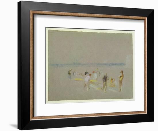 Cricket on the Goodwin Sands (Chalk, W/C and Bodycolour on Paper)-J. M. W. Turner-Framed Giclee Print