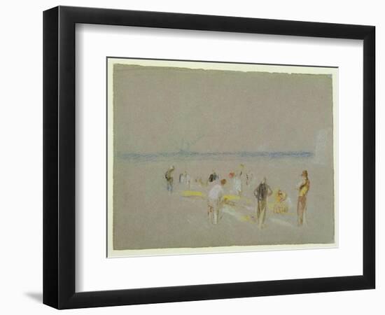 Cricket on the Goodwin Sands (Chalk, W/C and Bodycolour on Paper)-J. M. W. Turner-Framed Giclee Print