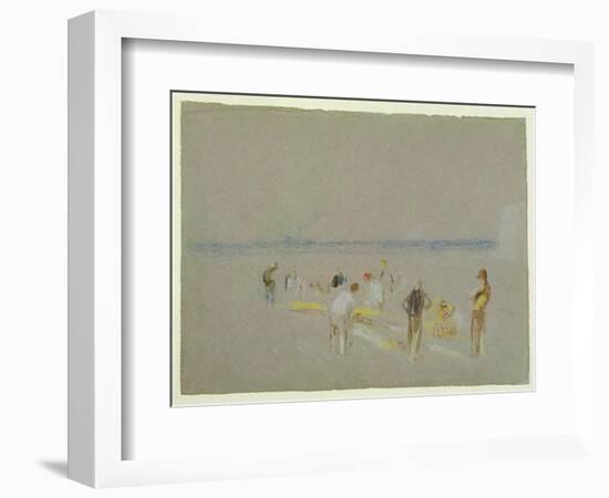 Cricket on the Goodwin Sands (Chalk, W/C and Bodycolour on Paper)-J. M. W. Turner-Framed Giclee Print