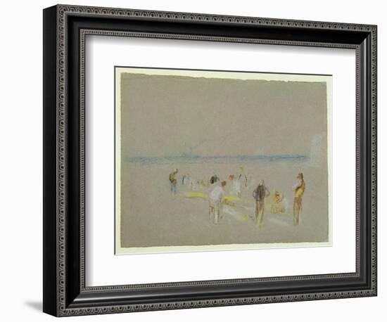 Cricket on the Goodwin Sands (Chalk, W/C and Bodycolour on Paper)-J. M. W. Turner-Framed Giclee Print