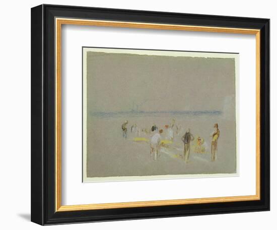 Cricket on the Goodwin Sands (Chalk, W/C and Bodycolour on Paper)-J. M. W. Turner-Framed Giclee Print