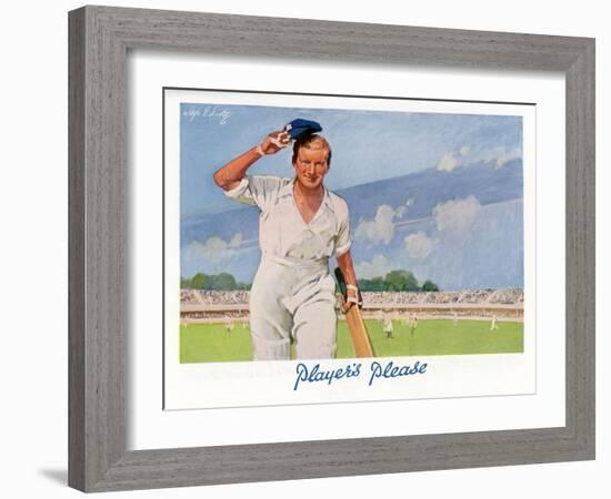 Cricket Player Raises His Cap as He Retires from the Pitch-Septimus Scott-Framed Art Print