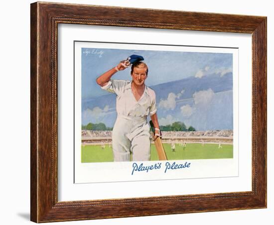 Cricket Player Raises His Cap as He Retires from the Pitch-Septimus Scott-Framed Art Print