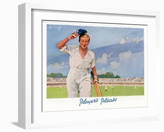 Cricket Player Raises His Cap as He Retires from the Pitch-Septimus Scott-Framed Art Print