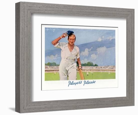 Cricket Player Raises His Cap as He Retires from the Pitch-Septimus Scott-Framed Art Print