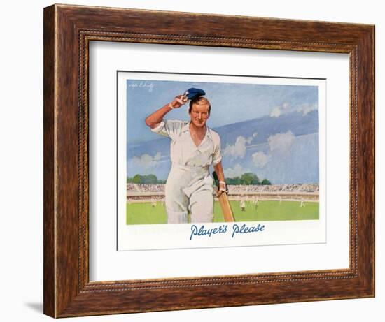 Cricket Player Raises His Cap as He Retires from the Pitch-Septimus Scott-Framed Art Print