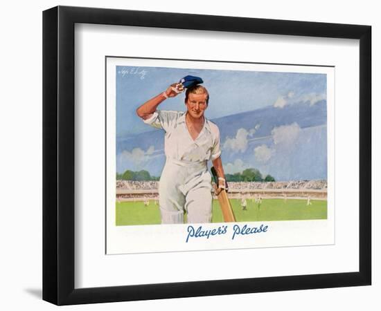 Cricket Player Raises His Cap as He Retires from the Pitch-Septimus Scott-Framed Art Print