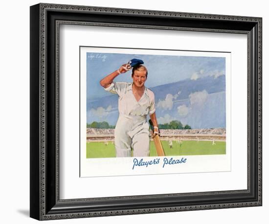 Cricket Player Raises His Cap as He Retires from the Pitch-Septimus Scott-Framed Art Print