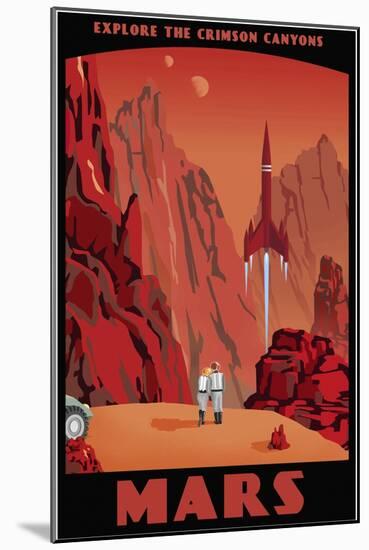 Crimson Canyons Of Mars-Steve Thomas-Mounted Giclee Print