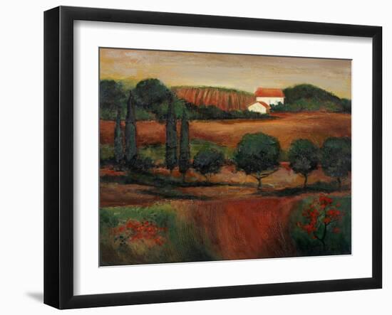 Crimson Light in Tuscany-John Zaccheo-Framed Giclee Print