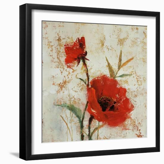 Crimson Poppies I-Tim O'toole-Framed Giclee Print