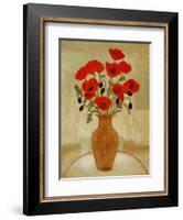 Crimson Poppies-Beverly Jean-Framed Art Print