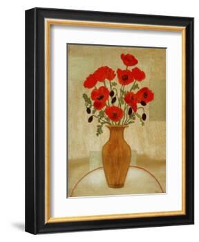 Crimson Poppies-Beverly Jean-Framed Art Print