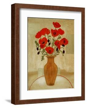 Crimson Poppies-Beverly Jean-Framed Art Print