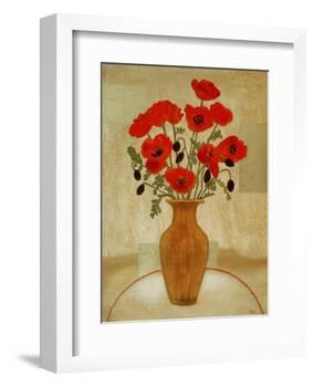 Crimson Poppies-Beverly Jean-Framed Art Print